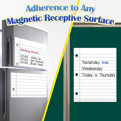 Aizweb Giant Magnetic Notebook Paper,Dry Erase Handwriting Lined for Classroom Whiteboard Accessories, Chart Paper Teacher Must Have Homeschool Teaching Supplies,Teacher Essential,17" x 21.5"