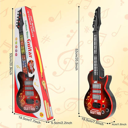 M SANMERSEN Kids Guitar Toddler Toys Guitar for Kids 3 4 5 Year Old Electric Musical Toy Guitars with 4 Strings Strap Light Up Boys Girls Gifts