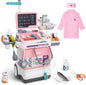 Doctor Kit for Toddlers - Deluxe Pretend Play Medical Cart Toy Set with Stethoscope ,Thermometer,Doctor Costume & Carry Bag - Educational Role Play Gift for Kids Boys & Girls Ages 3 4 5（Pink）