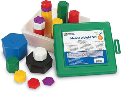 Learning Resources Metric Weight Set, Set of 58 Weights, 1g, 5g, 10g, 20g, 100g, 500g, 1000g