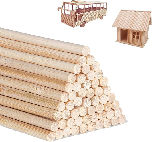 3/8 x 36 Inch 25 PCS Dowel Rods Wood Sticks Wooden Dowel Rods - Unfinished Bamboo Sticks - for Crafts and DIYers