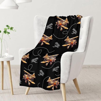 Blanket for Boy Men Kids Airplane Blanket Gift for Son Birthday, 40x50 Inches Lightweight Cute Decor Throw for Couch Sofa Bed