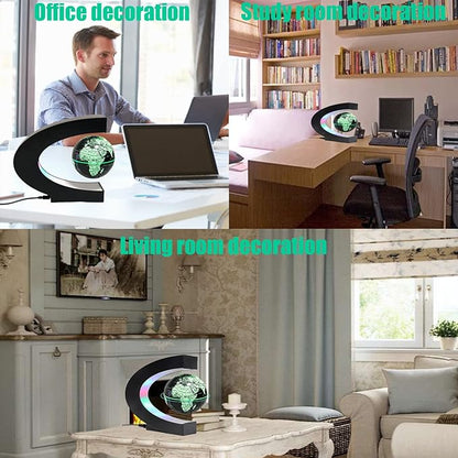 Multicolor Changing Magnetic Levitation Floating Globe, LED Lights, Cool Gadgets, World Map, Black Plastic Globe