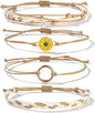 FANCY SHINY Sunflower String Bracelet Boho Braided Rope Wrap Bracelets Cute Summer Beach Surfer Jewelry for Women Christmas Gifts