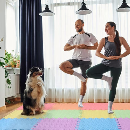 20 Tiles 12x12x1 Inch EVA Thick Interlocking Foam Floor Tiles Puzzle Exercise Mat Foam Mats for Pets Boys Girls Classroom Nursery Gym(Colorful)