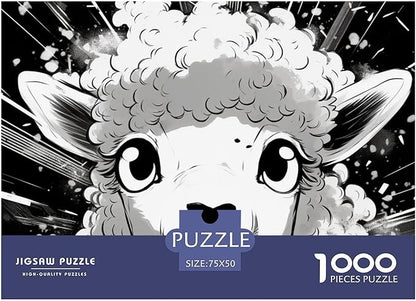 Sheep 1000 Pieces 3D Animal Thickened Wooden Jigsaw Puzzle for Adults Fun Toy Intellectual Game Home Decoration Stress Relief Toy Education Game Premium & Durable 1000pcs (75x50cm)