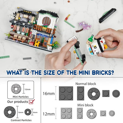 Japanese Street View Izakaya Shop Mini Building Blocks Set, MOC Creative Cute Japanese Toys, 809 PCS Simulation Architecture Construction Toy, Gift for Adults Kids Girls 6-12, Not Compatible with Lego