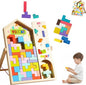 Montessori Brain Blocks, Colored 3D Wooden Russian Puzzle, Develops Logic & Spatial Reasoning, Wooden Stacking Puzzle Giant Board Game, Open-Ended Play Thinking for Boys and Girls (A)
