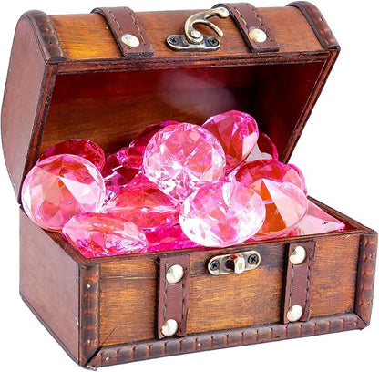 Niceup 26PCS Pink Acrylic Diamond Big Gemstones 1.5in Princess Pirate Mermaid Swimming Pool Party Favors Fake Gems Jewels Treasure Hunt Hiding Sensory Bin Filler Toys Craft Supplies