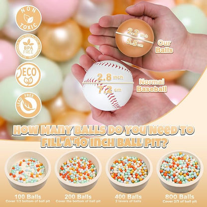GOGOSO Ball Pits Balls for Toddlers Pack of 50 100 200 Plastics Shape Ball Non-Phthalate Non-BPA Non-Toxic 2.2-Inch Crush Proof Play Balls