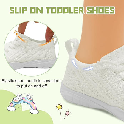JIASUQI Toddler Shoes for Boys Girls Slip on Sneakers Wide Toe Walking Shoes Toddler Sock Shoes