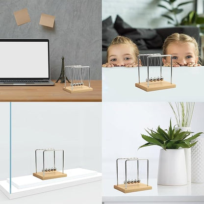 QLKUNLA Newtons Cradle Balance Balls Science Physics Gadget Desktop Decoration Kinetic Motion Toy for Home and Office (Beech,5 Balls)