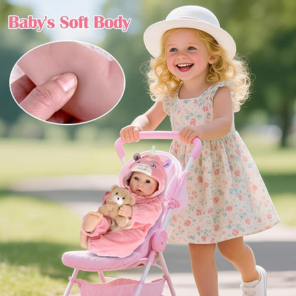 Baby Dolls - 17 Inches Real Life Girl Dolls with Soft Body, Gift for Kids 3+, Grandparents, New-Parents