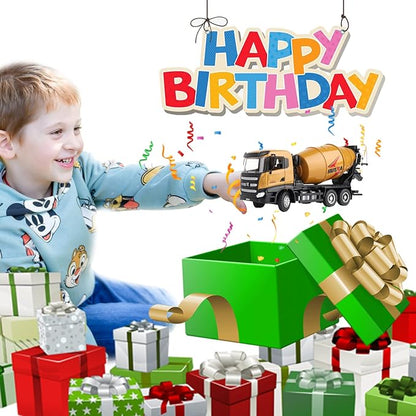 Gemini&Genius Construction Vehicle Cement Truck Toy for Kids, Heavy Duty Cement Mixer Truck for Pretend Play, 1/50 Scale Diecast Alloy Vehicles Toy for Kids