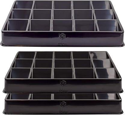 Toy Vault Trading Card Sorting Trays and Dealer Trays (3-Pack, 15-Slot); Large Black Card Tray Organizer for CCG Games and Board Games