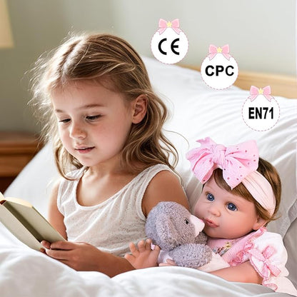 Aori Reborn Baby Dolls Lifelike - 22 Inch Realistic Reborn Baby Girl with Handmade Details | Includes Pink Outfit, Pacifier & Certificate | Premium Soft Vinyl Doll Gift for Collectors, Kids 3+
