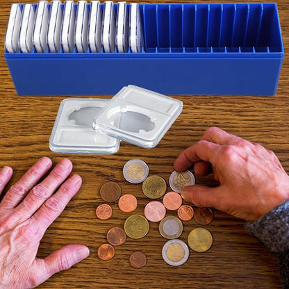 MUDOR 2 Pack Coin Slab Storage Box, Plastic Coin Slab Holder for Coin Collectors, Coin Holder Case Compatible with 20 Slab PCCB PCGS Coin Holders, Olny Box