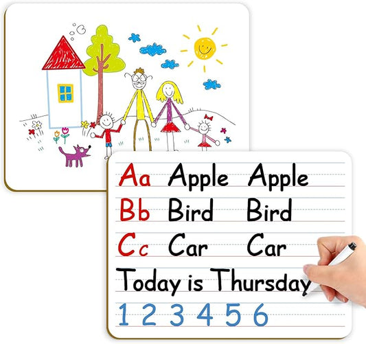 Aizweb Dry Erase Board Small Whiteboard with Lines, 9" x 12" Handwriting Writing Practice for Kid Student Classroom Must Haves Homeschool Teacher Supplies Essential Learning Activities