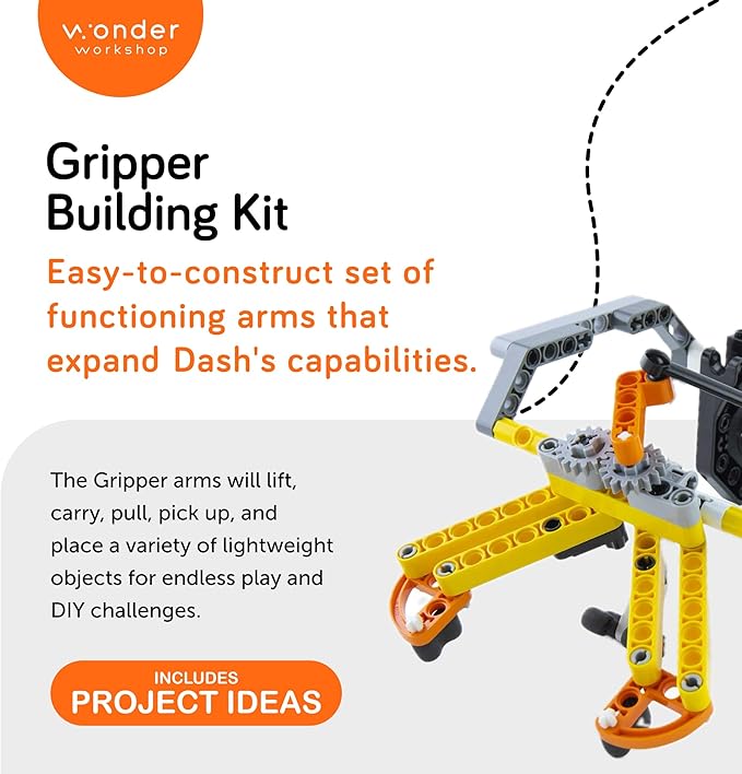 Wonder Workshop Dash Robot Wonder Pack – Coding Educational Bundle for Kids 6+ – Free STEM Apps with Instructional Videos - Launcher Toy, Sketch Kit Drawing, Gripper Building