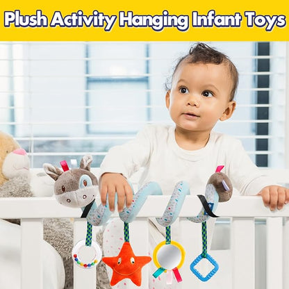 Baby Car Seat & Stroller Toys, Activity Spiral Hanging Plush Donkey Toy, 6-12 Months, Blue, Medium, Unisex
