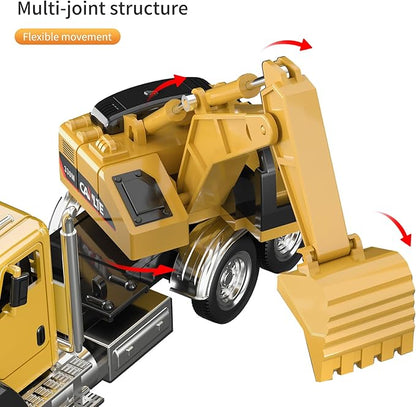 TEMI 3 Pack of Diecast Engineering Construction Vehicles, Dump Truck, Digger, Mixer Truck, 1/50 Scale Metal Collectible Model Cars, Pull Back Car Toys with Opening Doors for Boys and Girls