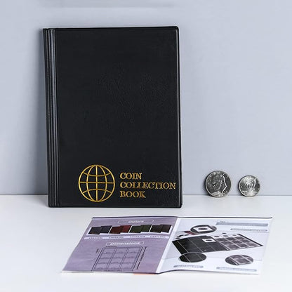 Coin Flip Holder Albums - 120 Pockets 2x2 inches Coin Storage Books for Coin Cardboard Collection Holders CS43BK