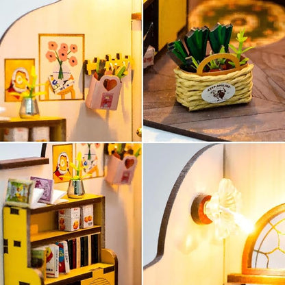 DIY Miniature House Kit, Tiny House Kit with LED, DIY Miniature Kit for Adults Teen, Wooden Dollhouse Kit, Home Decor, Kitchen