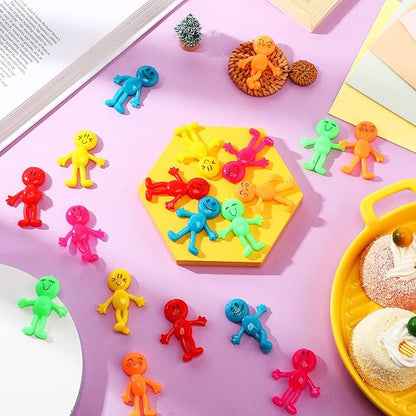 HyDren 216 Pcs Stretchy Bendable Man, Treasure Box Toys for Classroom, Stretchable Smile Figure, Assorted Color Bendable Toys, Carnival Prizes Party Gift Bag Filler Birthday Party Gift Stress Relief