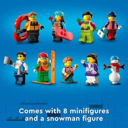 LEGO City Ski and Climbing Center Building Toy Set, 3-Level Building with a Ski Slope, 8 Minifigures and 2 Animal Figures for Imaginative Winter Sports Play, Fun Gift Idea for Kids and Ski Fans, 60366