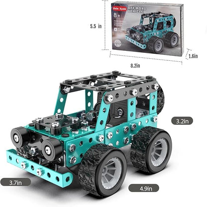 Buildable 3D Metal Engineering Kit 194-Piece STEM Set for Ages 8-16 Develops Logic Skills DIY Project Ideal Gift for Kids (Blue)
