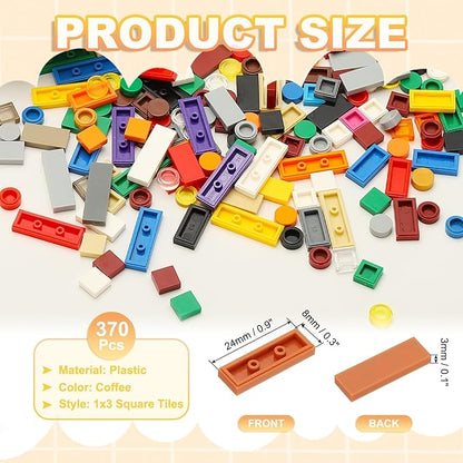 PATIKIL 122 Pcs Flat Blocks Bulk, 1x3 Square Coffee Classic Tiles Smooth Surface Mini Building Blocks Accessories Compatible Bricks Kits for Building Floor Walls Mosaic Pixel Arts
