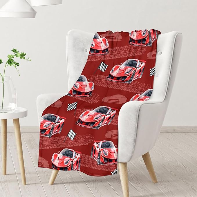 Throw Blankets for Kids Adults Racing Car Throw for Boys Men, 50x60 Inches Comfy Lightweight Blanket for Sofa Couch Bed Travel