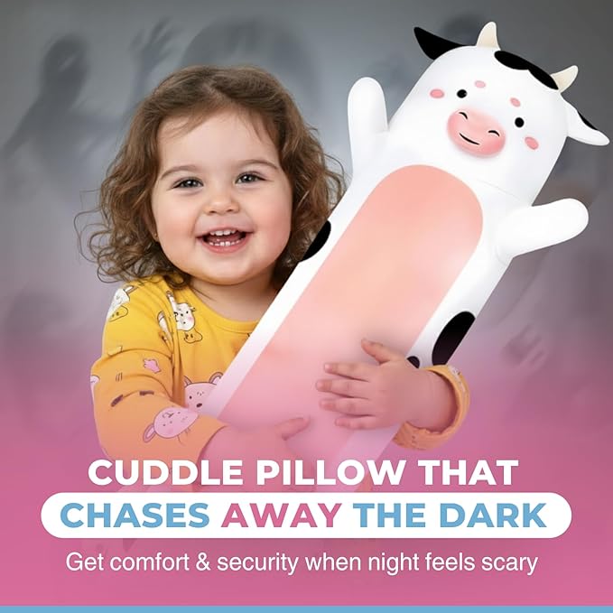Cow Print Plush Body Pillow for Kids | Long Stuffed Animal Cuddle Pillow | Soft Hugging Toy | Plushie Gift for Girls & Boys | Long Plush Body Pillow for Sleep & Comfort | Large, 47 Inches