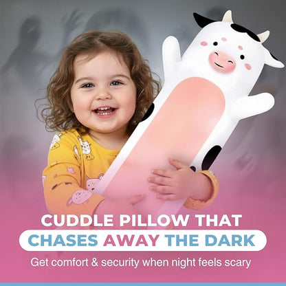 Cow Print Plush Body Pillow for Kids | Long Stuffed Animal Cuddle Pillow | Soft Hugging Toy | Plushie Gift for Girls & Boys | Long Plush Body Pillow for Sleep & Comfort | Large, 47 Inches
