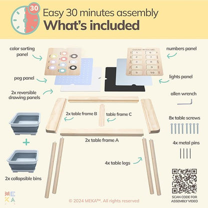 MEKA Sensory Table 6-in-1, Includes 6 Play Panels and 2 Sensory Bins (Lights Sold Separately)