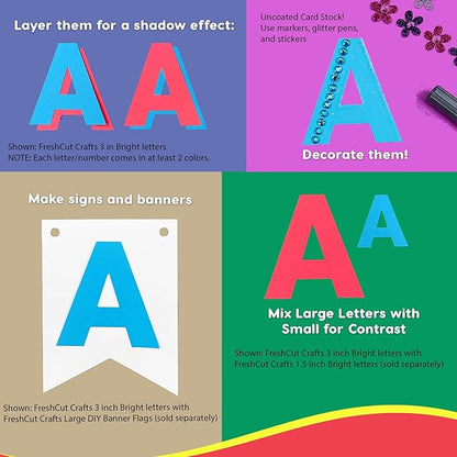 209 Pcs 3" Bright Bulletin Board Letters & Numbers, Capital, Numbers, Punctuation, US Made Card Stock Punch Out Letters for Poster, Bulletin Board, Classroom - Precut