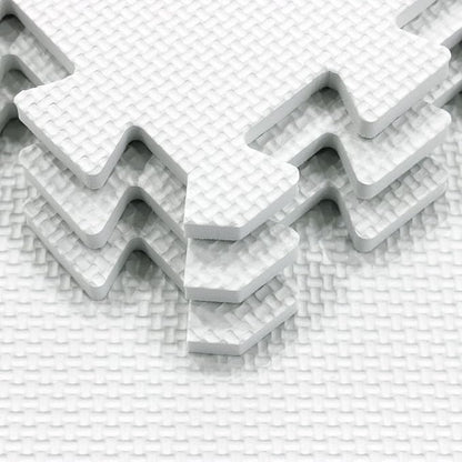 Yostrong® 18 Tiles Interlocking Puzzle Foam Baby Play Mat for Playing - EVA Babies Crawling Mat | Rubber Floor Work Out Mats for Home Gym. White. YOC-Ab18N