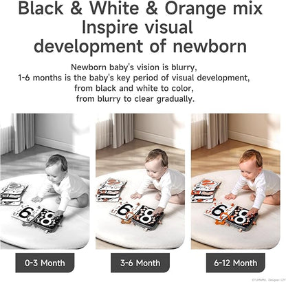 TUMAMA KIDS Black and White Baby Toys, High Contrast Rattle Toy & Soft Book Set,Hanging Toys for Baby Gym,Car Seat Toys for Babies,Early Educational Toys for Infant Babies 0 3 6 9 12 Month