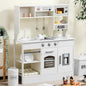 SainSmart Jr. Play Kitchen for Kids, Wooden Kitchen Playset with Lights & Sounds, Ice Maker, Oven & Sink, Trendy Home Style Toy Kitchen, Gift for 3+ Years