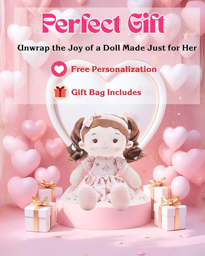 LeyaDoll Personalized Soft Baby Doll Toys for Girls (16''), My First Christmas Dolls, Leya Doll Baby Rag Doll Plush Toys for Toddler Kids Infants -Christmas Special - Princess Breeze