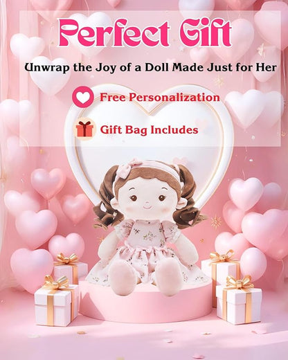 LeyaDoll Personalized Soft Baby Doll Toys for Girls (16''), My First Christmas Dolls, Leya Doll Baby Rag Doll Plush Toys for Toddler Kids Infants -Christmas Special - Princess Breeze