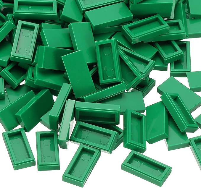PATIKIL 555 Pcs Flat Blocks Bulk, 1x2 Square Green Classic Tiles Smooth Surface Mini Building Blocks Accessories Compatible Bricks Kits for Building Floor Walls Mosaic Pixel Arts