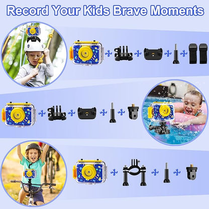 GKTZ Kids Camera - Waterproof Underwater Camera for Kids, Christmas Birthday Gifts for Boys Age 3-12, 1080P HD Children Digital Action Camera, Pool Toys for Kids Age 4-12