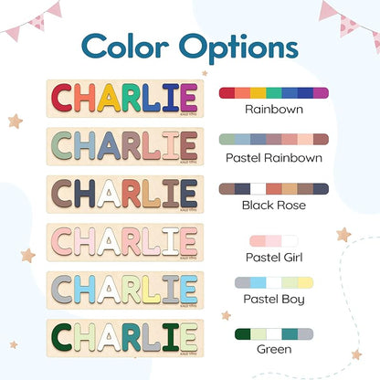 Personalized Name Puzzles for Toddlers 1-3 - Custom Baby Puzzle, Personalized Easter Basket Gift for 2 Year Old, Montessori Learning Toy for Baby Boy & Girl, 1st Birthday Gifts for Kids