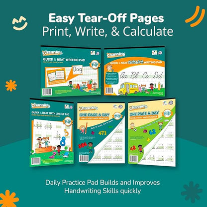 Best value Channie’s Visual Math, Handwriting, and Cursive Bonus Pack of 5 Separate Workbooks, Grades 1st – 3rd, With FREE Alphabet Card - Learning Workbook for Homeschool and After School