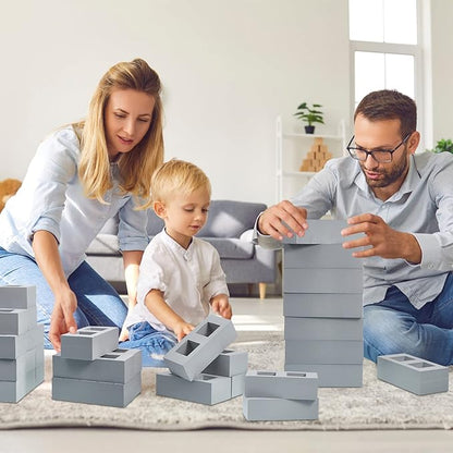 Zhanmai 50 Pack Foam Bricks Building Blocks for Kids Foam Cinder Blocks Large Fake Bricks Toy for Stacking and Construction 8 x 4 x 2.4 Inches(Square)