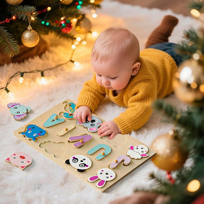 Name Puzzle for Kids Personalized - Custom Name Puzzles for Toddlers 1-3, Customized Wooden Animal Puzzle, Baby Gifts, Baby Shower, Christmas, Newbaby Gift, Gifts for 0 1 2 3 Years Old (style-05)