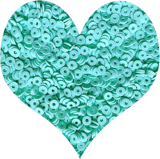 3000Pcs Clay Beads Flat Round Polymer Bead Vinyl Heishi Beads Flat Round Polymer Bead Flat Clay for Jewelry Making Necklace Bracelet (06-Lake Blue)