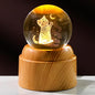 3D Cat Crystal Ball 2.36“ Engraved with Rotated Wood Base, Cat Lover Gifts for Women Girls Mothers Day Birthday Cats Decorative Globe Decor (Gifted Box)