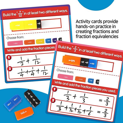 Aizweb Interlocking Fraction Cubes Activity Set - Math Manipulatives for Elementary School, Equivalent Fraction Manipulatives, Percents Cubes, Decimals Cubes, Homeschool Supplies